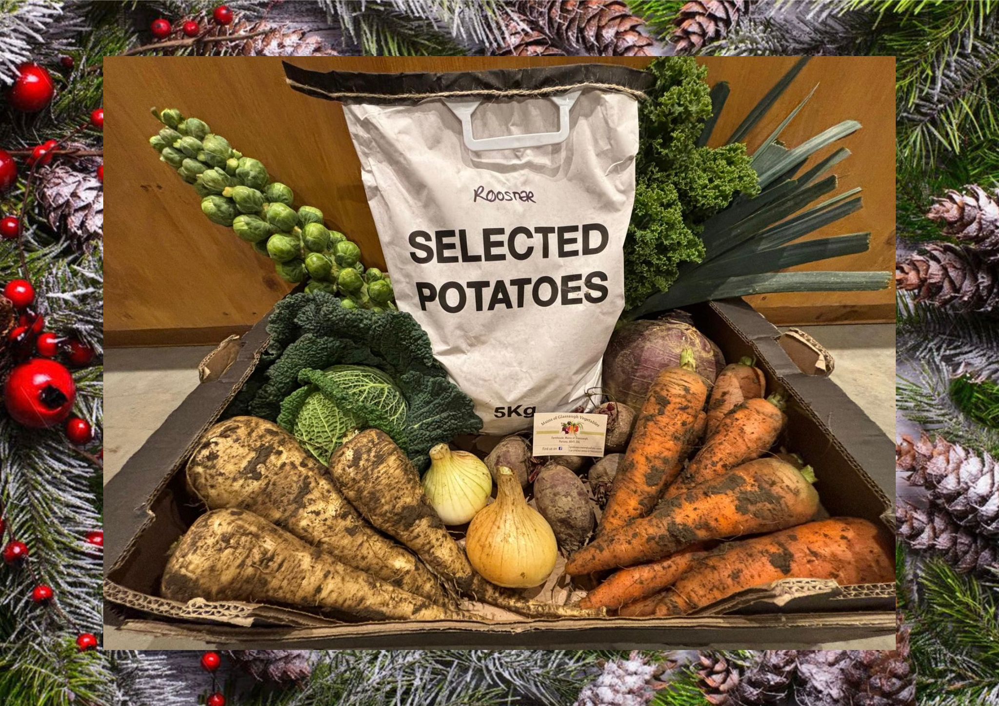 Christmas vegetable box with fresh local produce